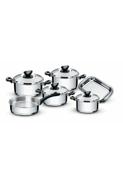 Jogo de Panelas Tramontina Solar Baquelite em Aço Inox Fundo Triplo Com Cabos e Alças de Baquelite 6 Peças