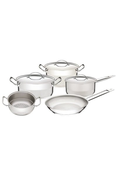 Jogo de Panelas Tramontina Professional em Aço Inox Fundo Triplo Com Tampa Plana Detalhe Satinado 5 Peças
