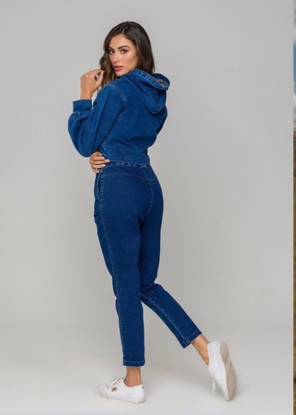 Blusa jeans com moletom feminina 2025