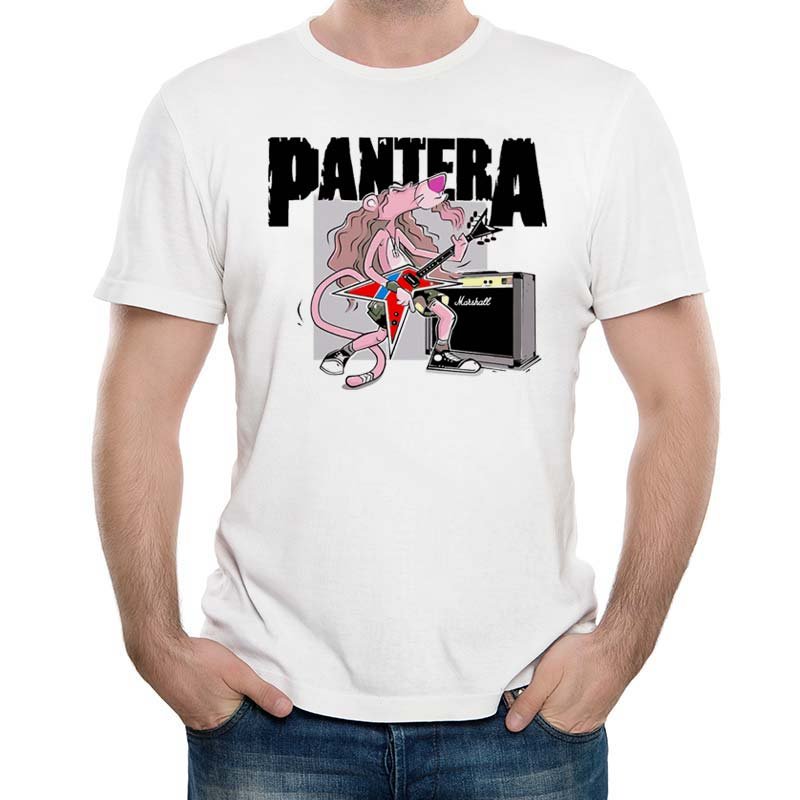 Camiseta rock Pantera Cor-de-Rosa tamanho adulto com mangas curtas na cor  branca Premium | Roquenrou