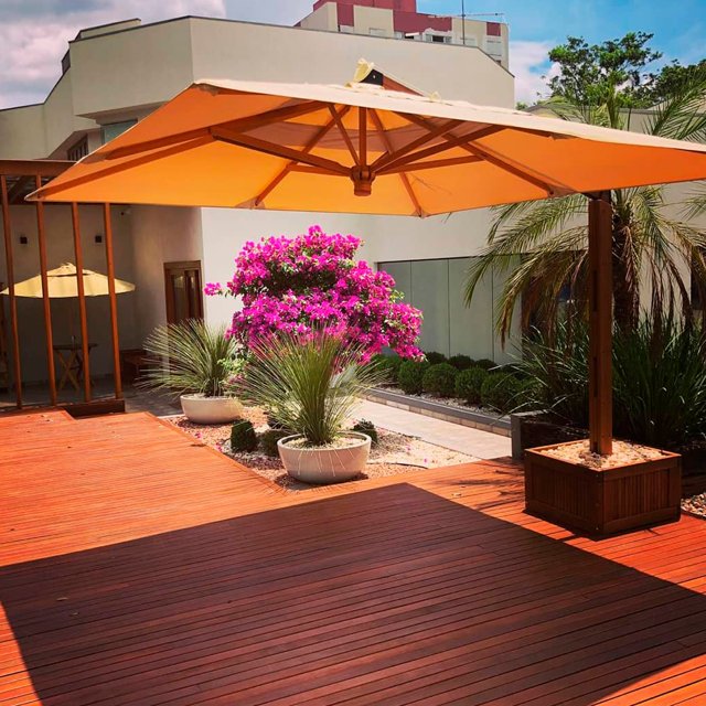 Ombrelone Lateral Premium Giratório com Floreira Quadrado