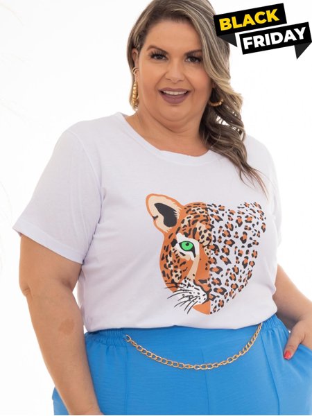 T-shirt Feminina Valentina 100% Algodão plus size