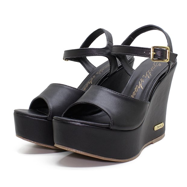 Feminina Vizzano SandÃ¡lia Vizzano Anabela Baixa Sandália Preta