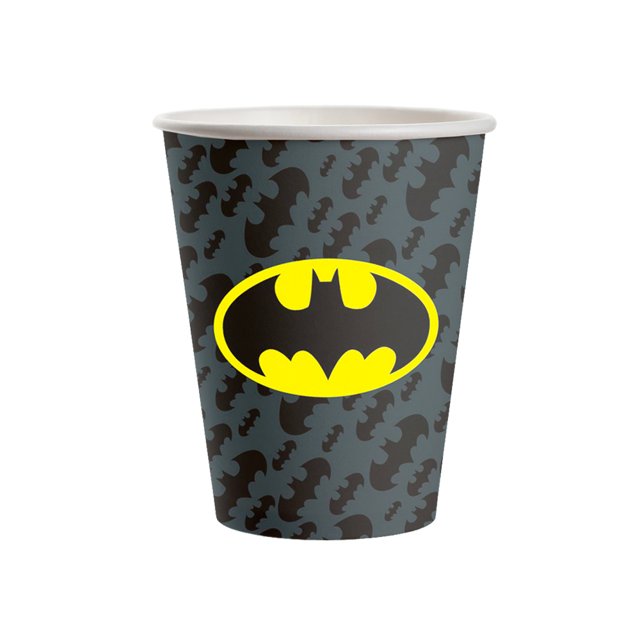 Copo Papel Batman Geek 200ml c/8 Un - Festcolor | Jovipel Embalagens