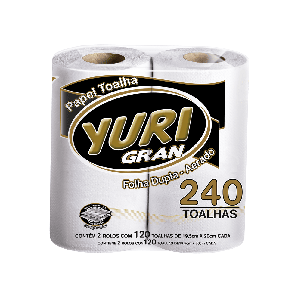 Papel Toalha Folha Dupla Aerado Yuri Gran Fit c/240 Folhas