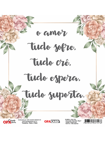 CARD 15X15 CD2779 O AMOR TUDO SUPORTA | Benditas Criações