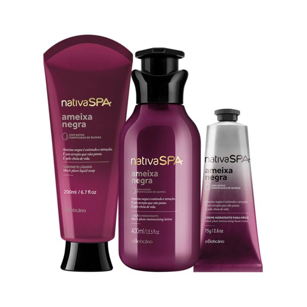 Combo Nativa SPA Ameixa Negra: Loção Hidratante + Sabonete Líquido + Creme  para Mãos