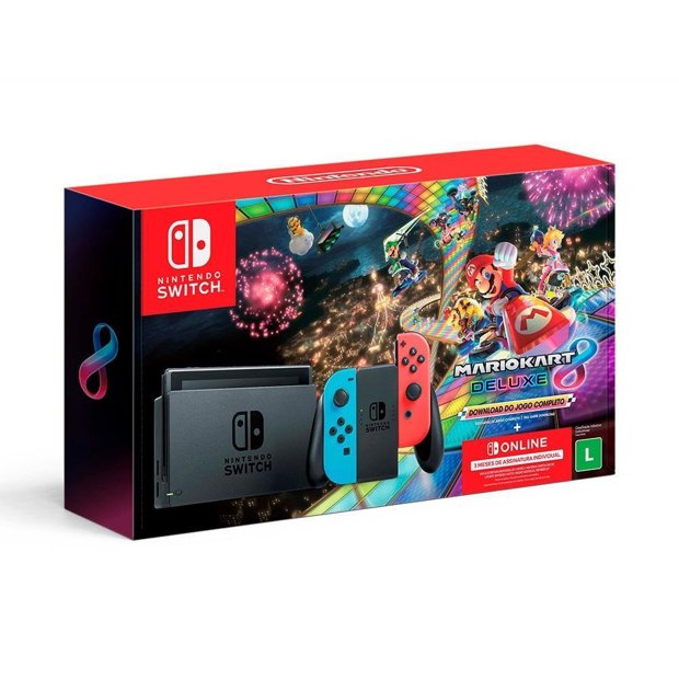 Console Nintendo Switch 32GB Vermelho e Azul Mario Kart 8 Delux + 3 meses Switch  Online – Smart Games