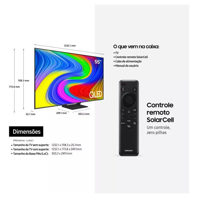 Samsung 55 Polegadas Monitor Samsung Smart TV 55 polegadas QLED 4K Q65D 2024, Modo Game, Som em ...