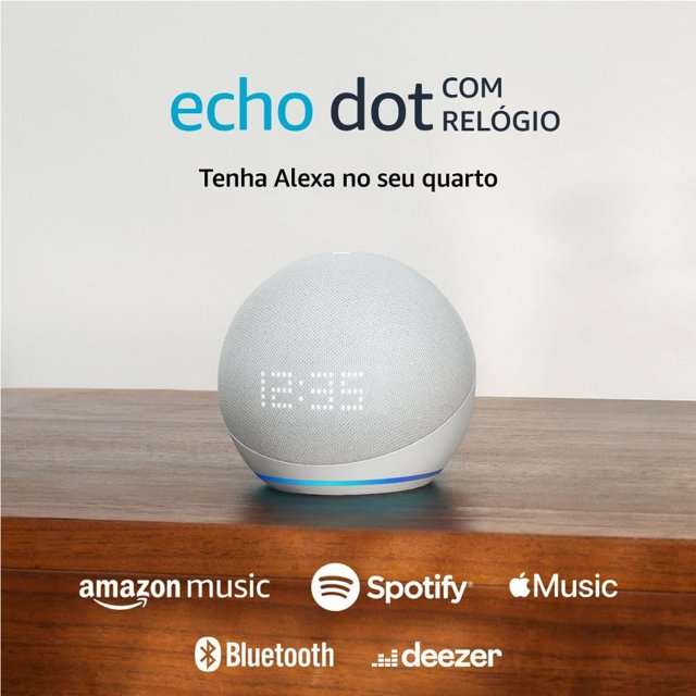 Echo Dot 5ª geração com Relógio Smart speaker com Alexa