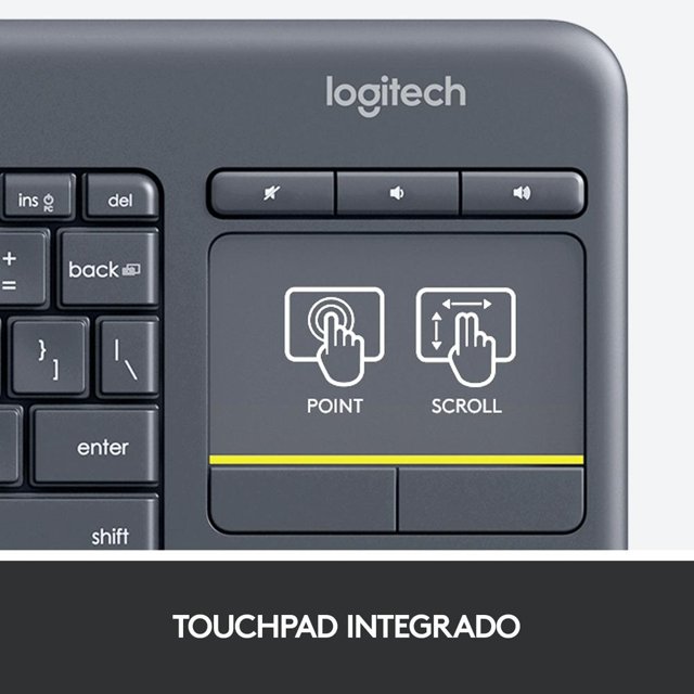 Teclado sem fio Logitech K400 Plus TV com Touchpad Integrado