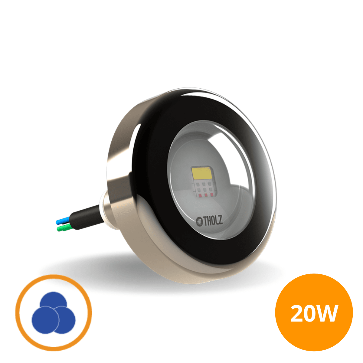 Refletor Led 20W Azul Inox Premium - Tholz | Hofftech