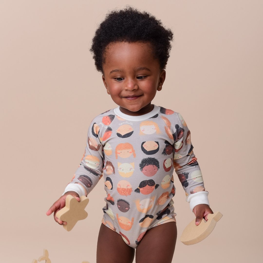 Body infantil manga longa estampado amigos Concuca | Concuca