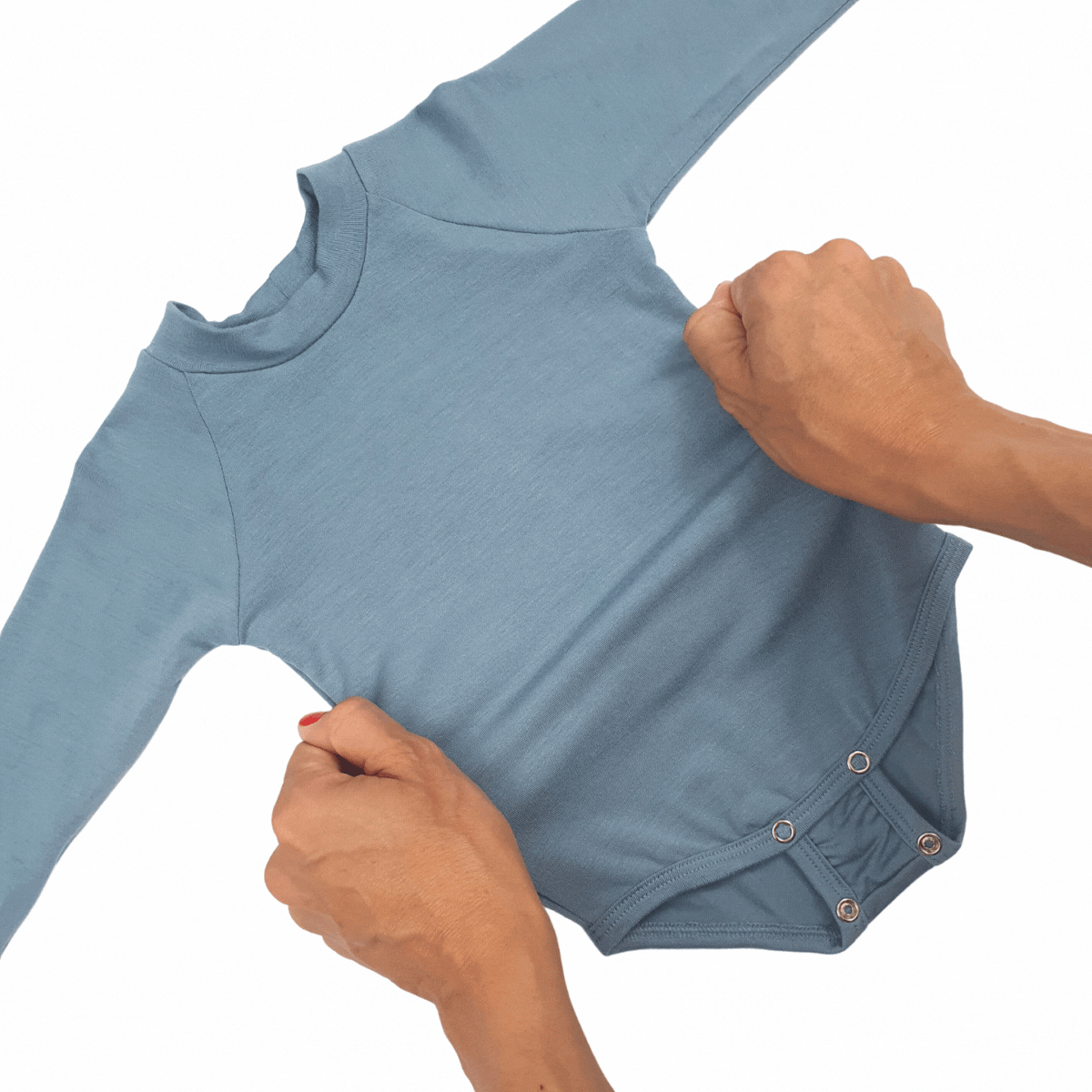 Body manga longa modal denim Concuca