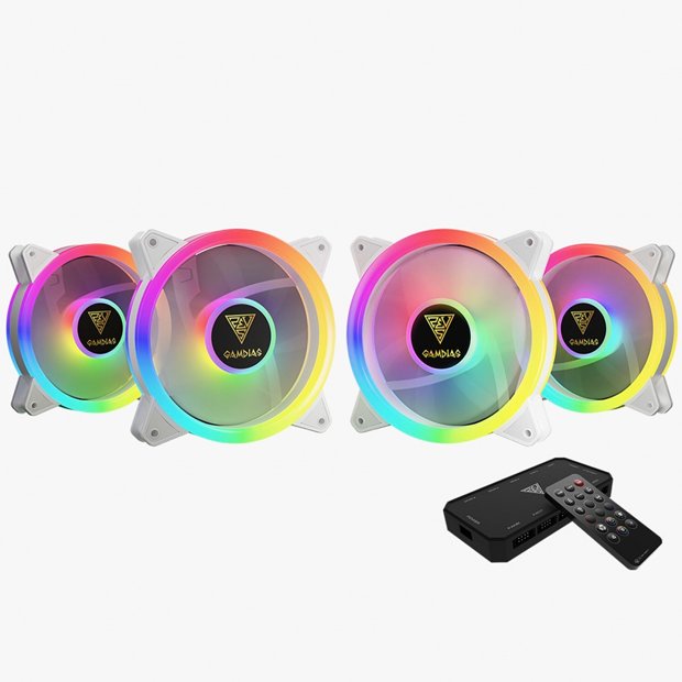 KIT COM 4 COOLER FANS GAMDIAS AEOLUS ELITE 120MM RGB BRANCO COM ...