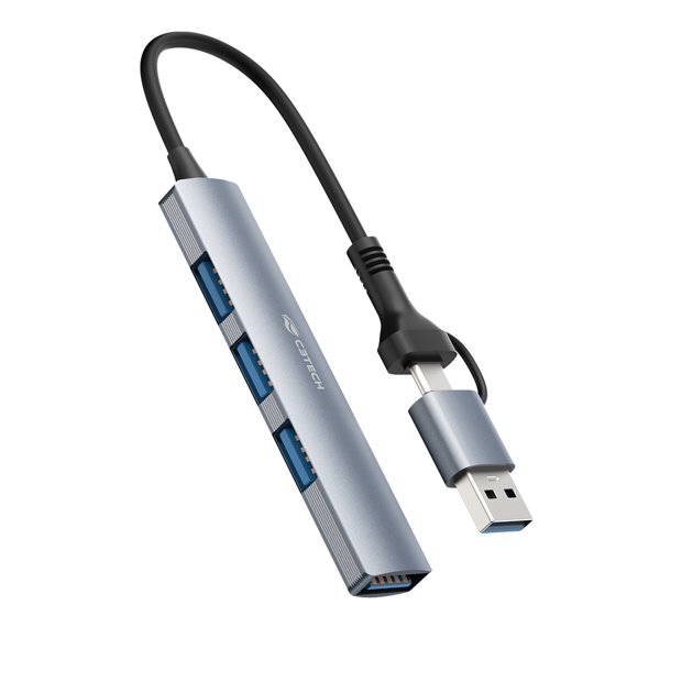 HUB USB 3.0 4 PORTAS HU-C500GY PRATA C3TECH | CHIPWARE INFORMÁTICA