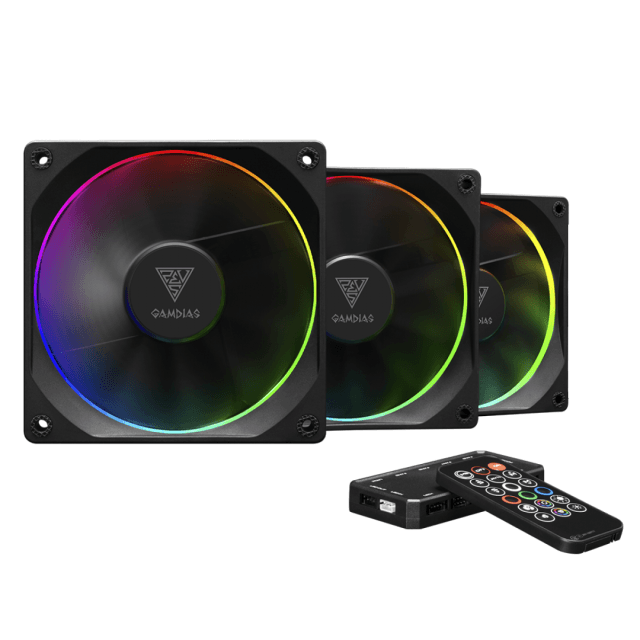 KIT COM 3 COOLER FANS GAMDIAS AEOLUS M3 1203R 120MM RGB COM ...