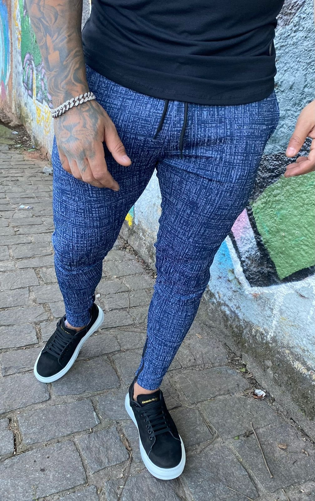 Calça fashion jeans fake