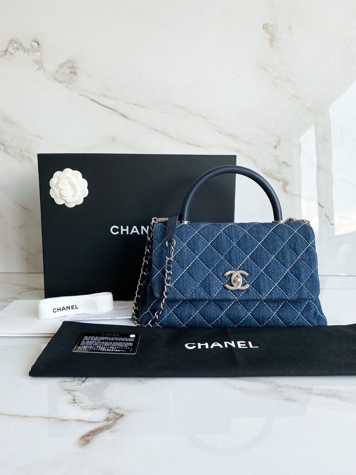 chanel coco denim bag