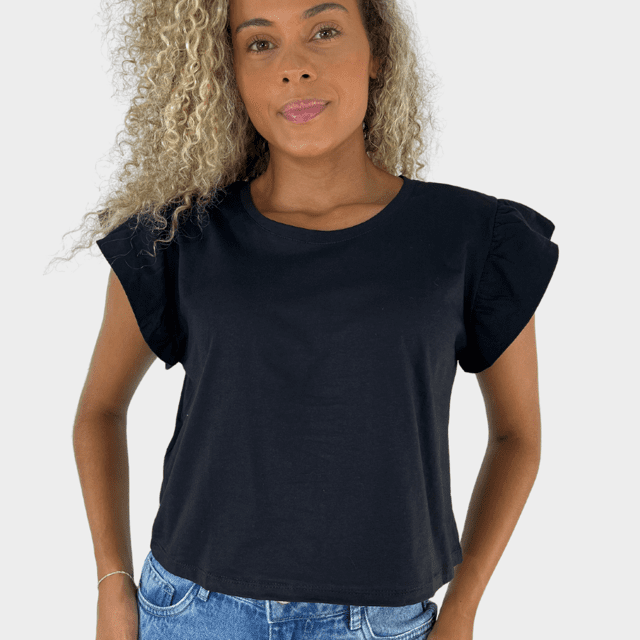 BLUSA COM BABADO TR.CO FEMININO