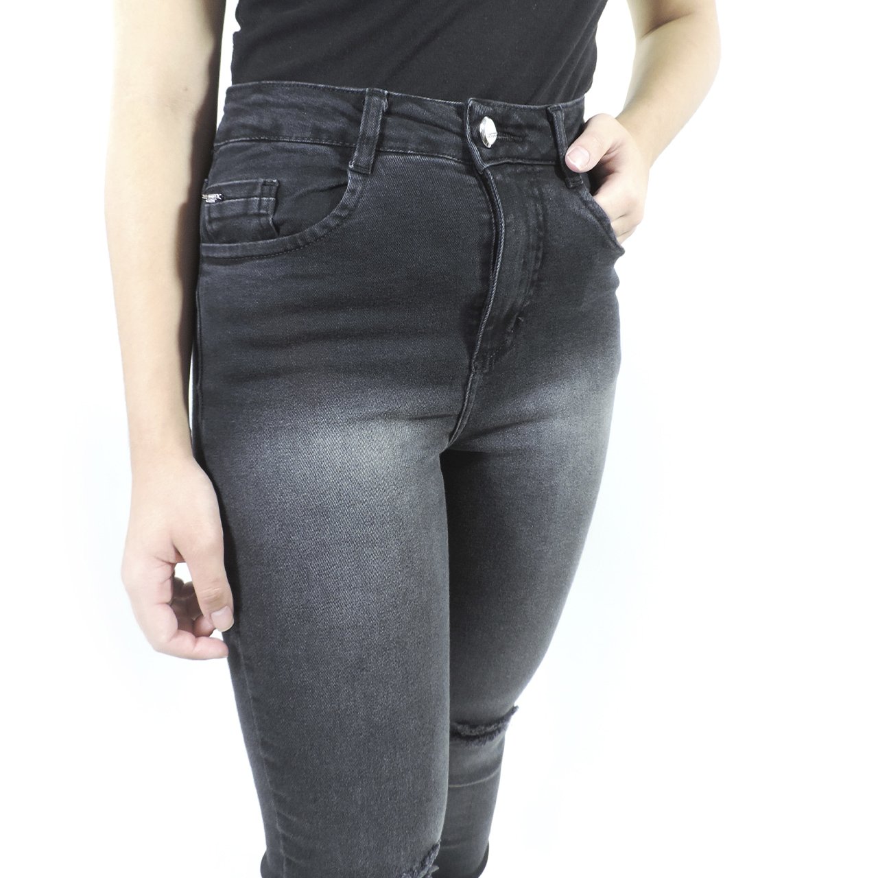 CALÇA JEANS COM RASGOS 89VOOX FEMININA