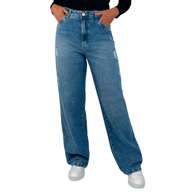 Denim CalÃ§as Estilosas Femininas Wide Leg Jeans CalÃ§a Jean