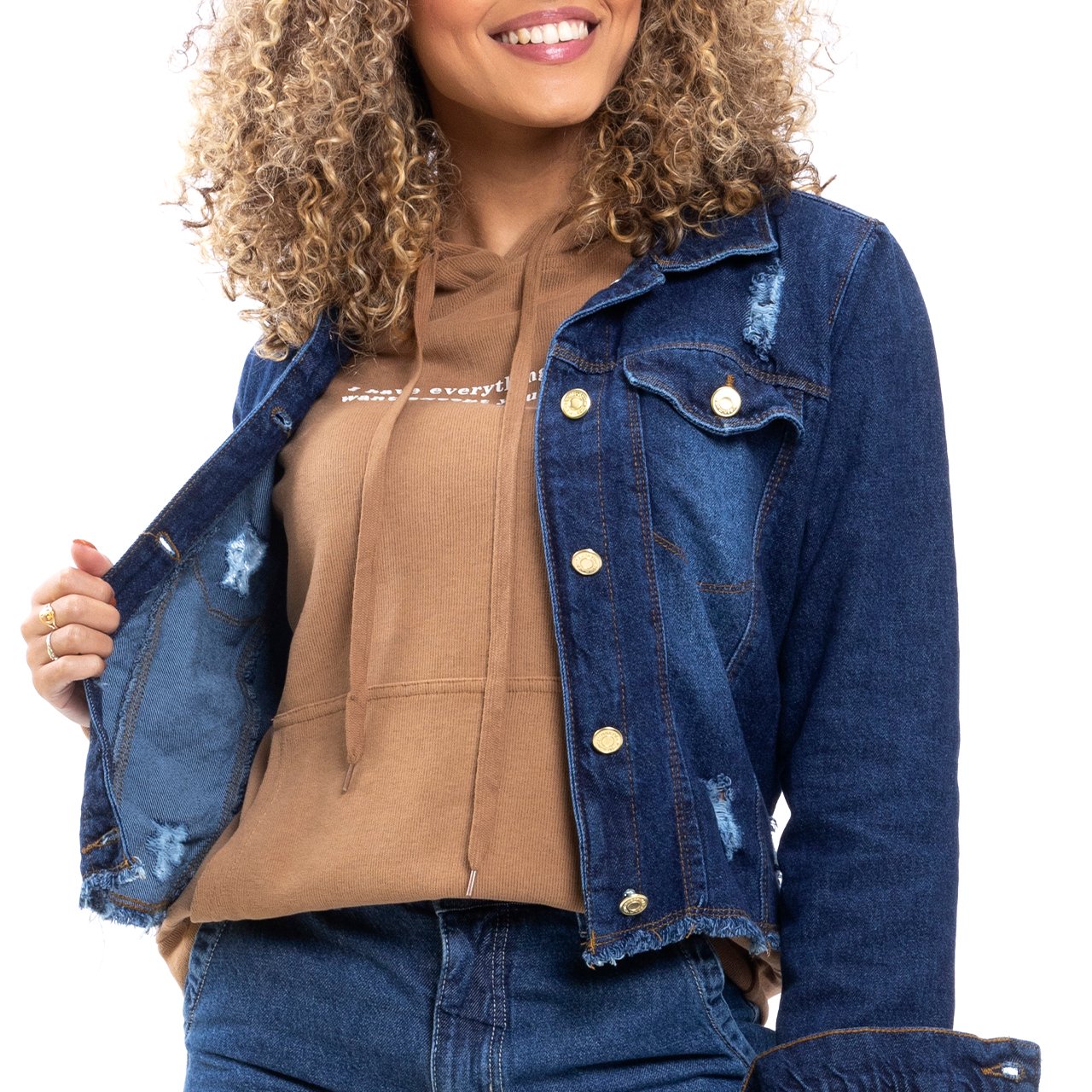 Moletom Facinelli Casaco Moletom Feminino Com BotÃ£o BLUSA