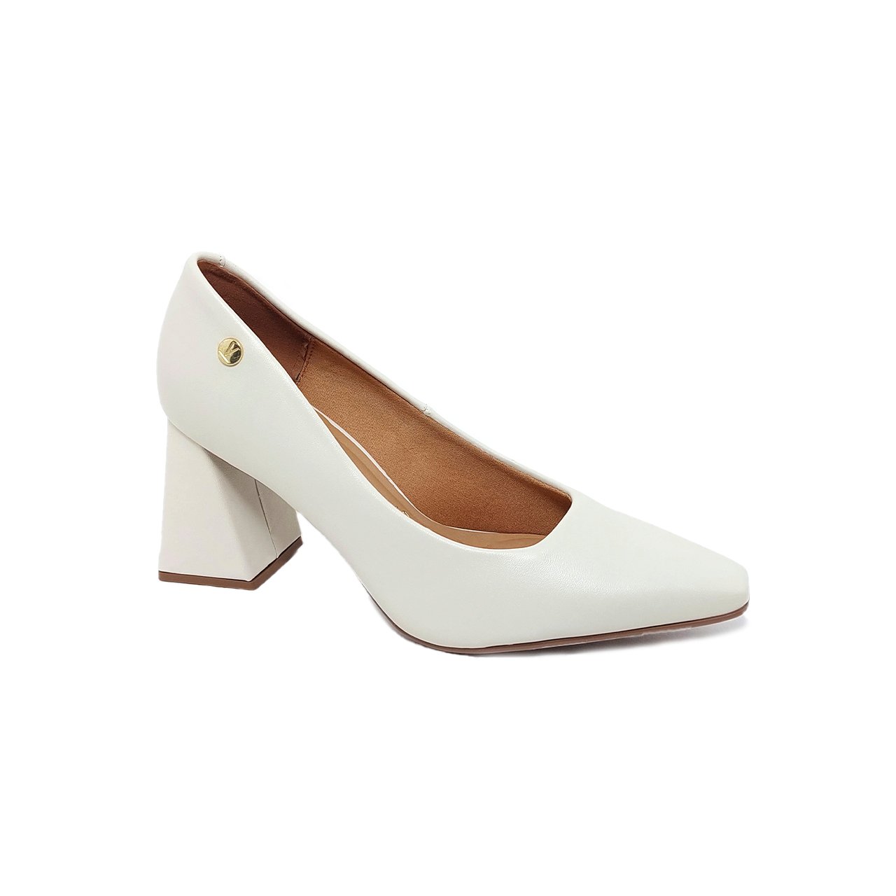 Vizzano Salto Quadrado Branco Sapato Feminino Salto Quadrado