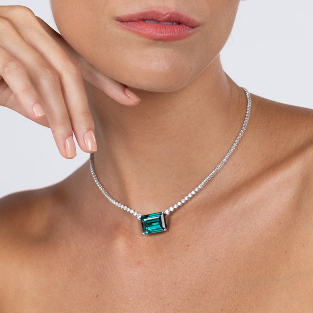 Colar Riviera Turmalina Lafry | Ouro Branco 18K | Lafry Joias