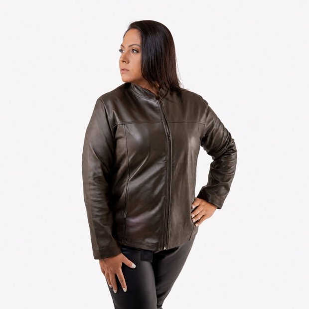 plus size marcas de jaqueta de couro feminina