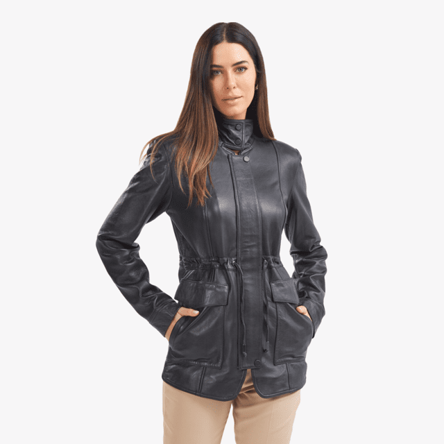 Jaqueta tipo Parka feminina de couro Guido Couros