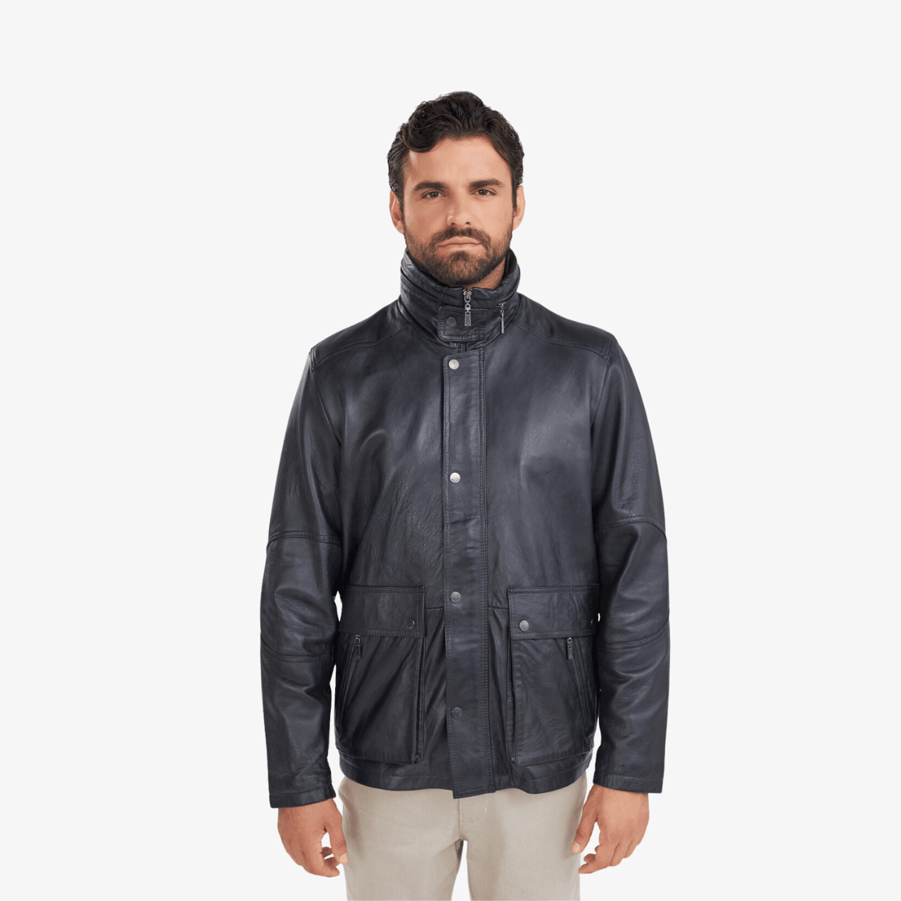 Jaqueta Tipo Parka masculina de couro 105 Guido Couros