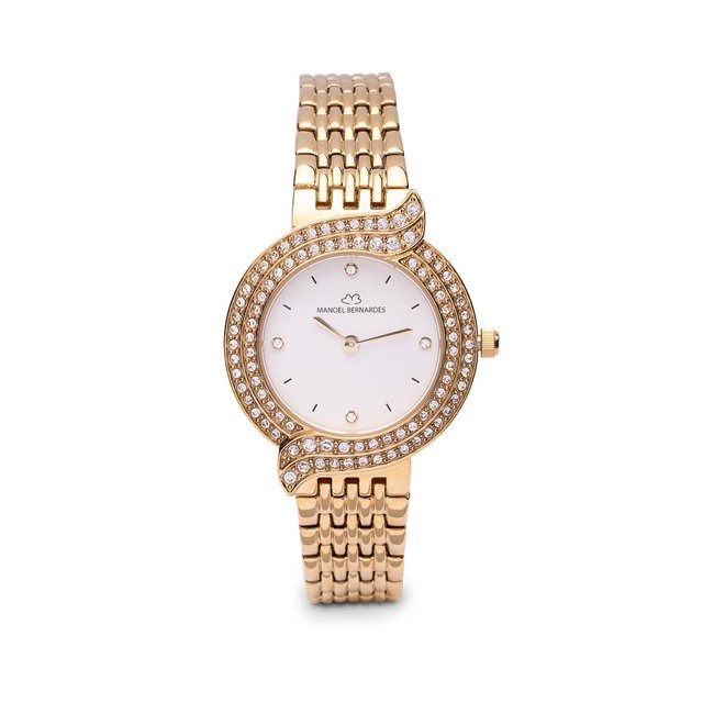Relógio Feminino Dourado com Mostrador Branco