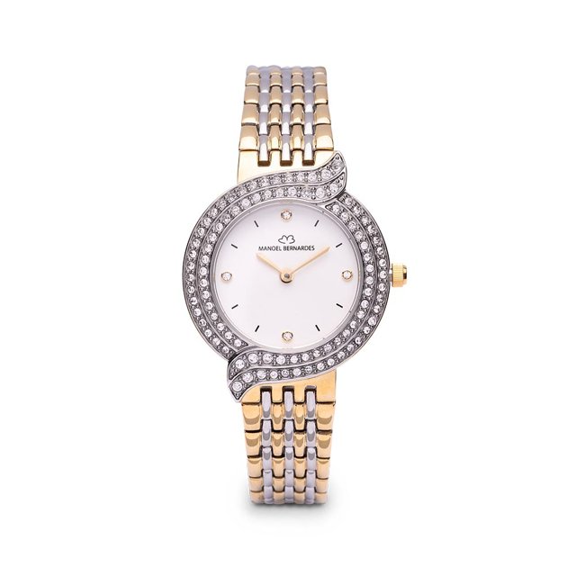 Relógio Feminino em Dourado com Mostrador Branco