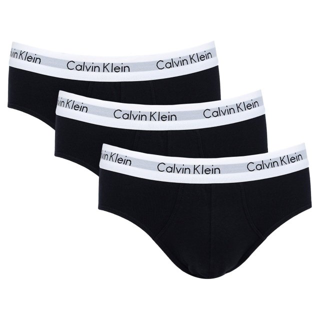 Kit 3 Cuecas Slip Calvin Klein Life Algodão Pretas