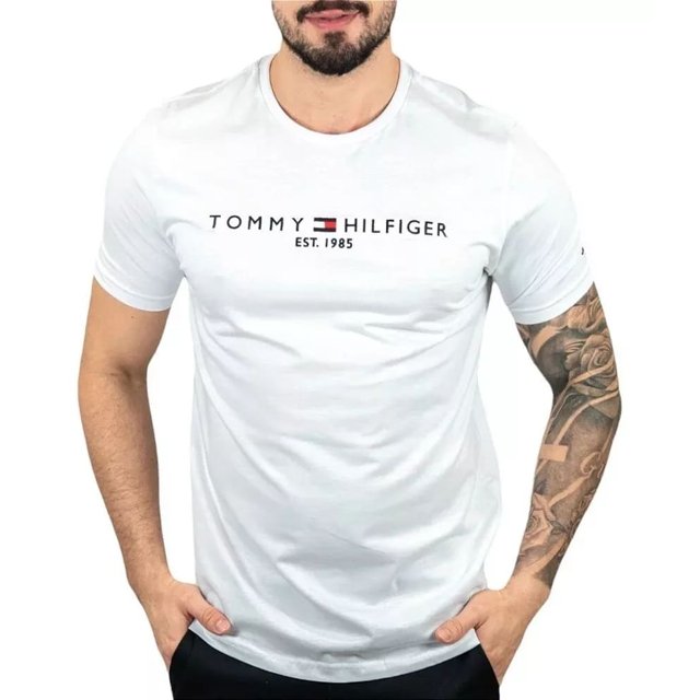 Camiseta T-shirt Tommy Hilfiger Flag Logo Branca