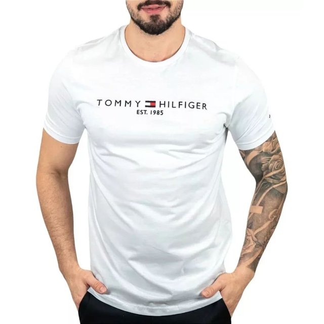Camiseta T-shirt Tommy Hilfiger Flag Logo Branca, tommy 