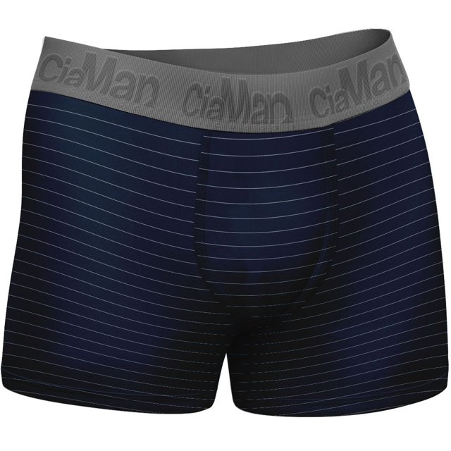 Cueca Boxer CiaMan Risca de Giz Plus Size Algodão Azul