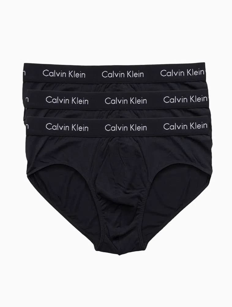 Kit 3 Cuecas Slip Calvin Klein Life Algodão Black
