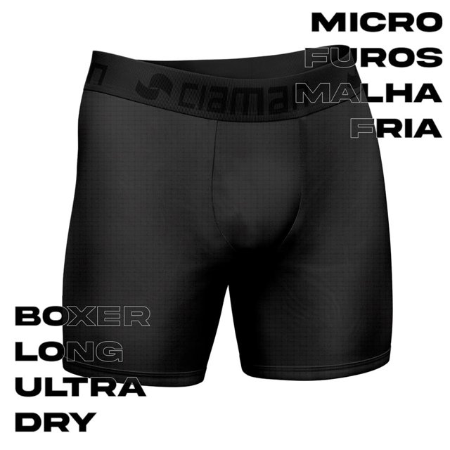 Kit 3 Cuecas Boxer Long Ultra Dry Respirável Cia Man Az/Br/Pt