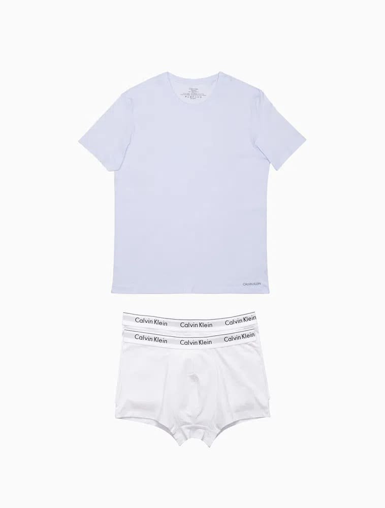Kit Calvin Klein 1 Camiseta Masculina e 2 Cuecas Trunk Branco