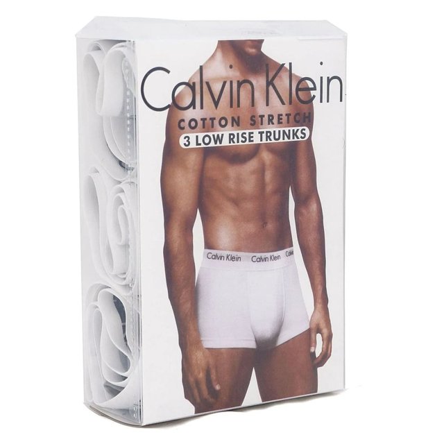 Kit 3 Cuecas Calvin Klein Low Rise Trunk Masculina Preto / Branco