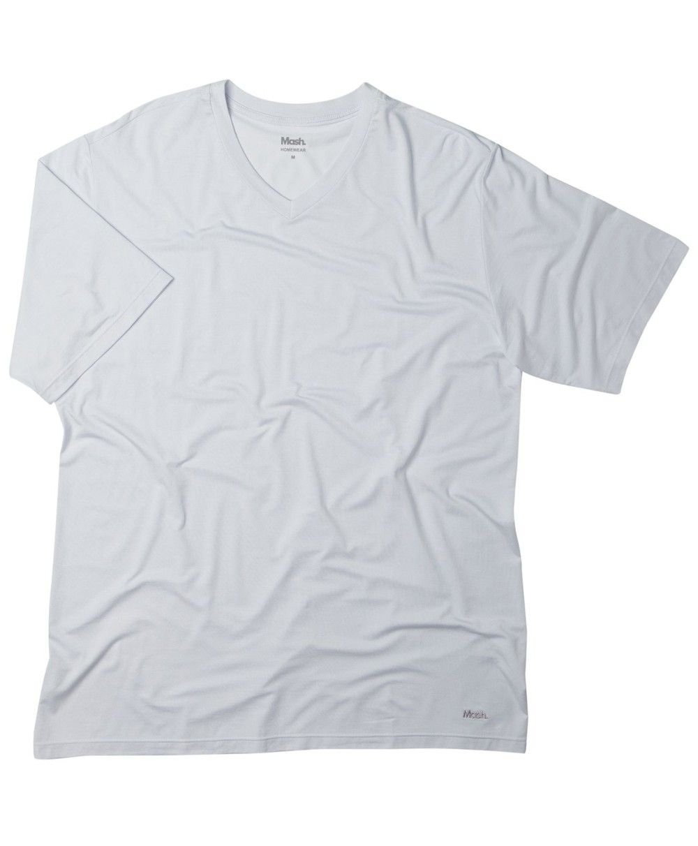 Camiseta Masculina Mash Gola V Modal Branca
