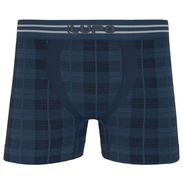 Cueca Boxer Lupo Ilusion Xadrez Microfibra S/ Cost Azul