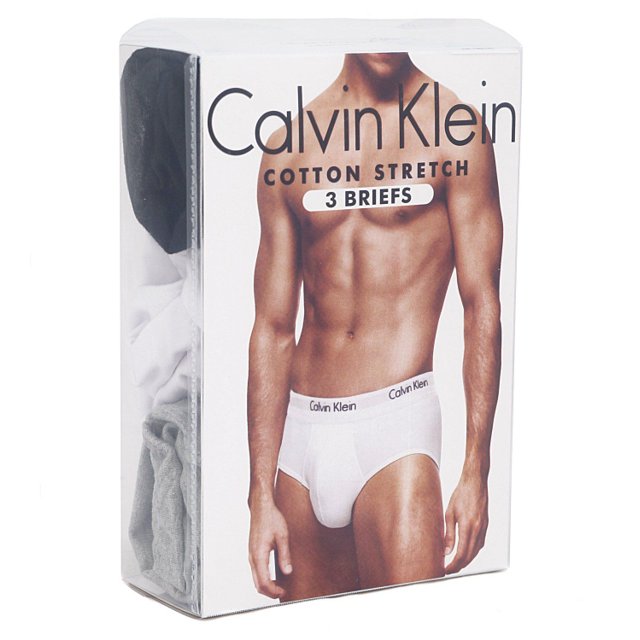 Kit 3 Cuecas Slip Calvin Klein Bc/Pt/Cz