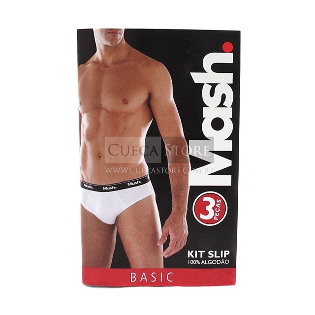 Cueca Mash Slip Cotton Basic Cinza Mescla Pack 3UN