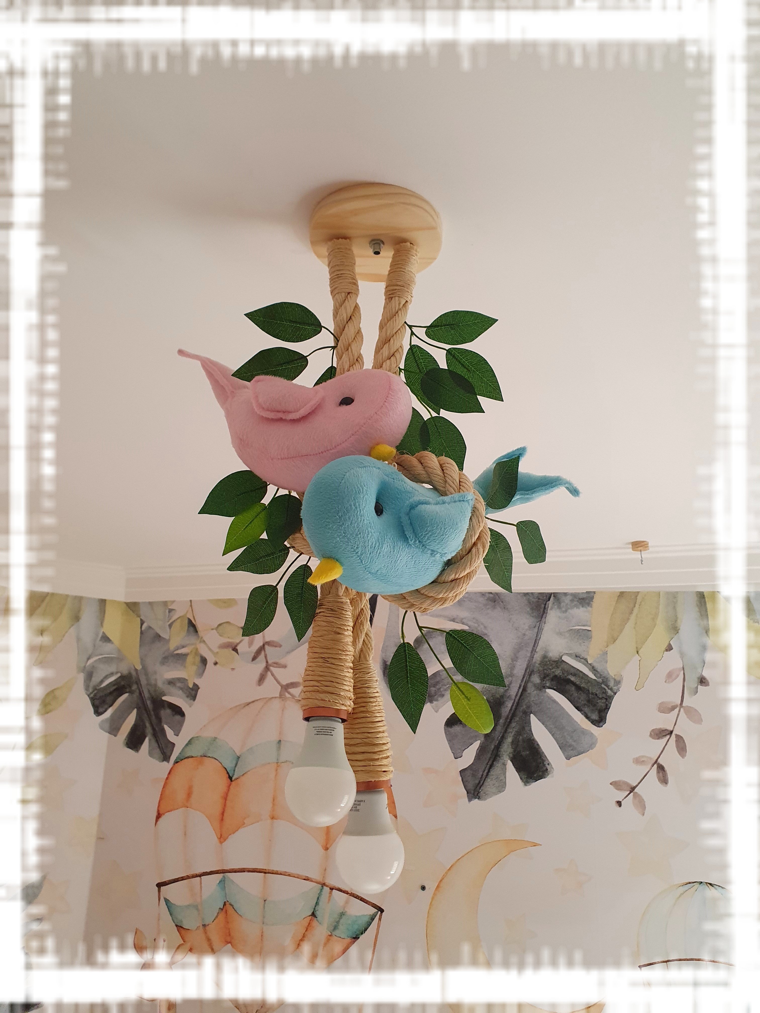 LUMINÁRIA QUARTO INFANTIL CASAL DE PASSARINHOS Quiosque Artigos Infantis