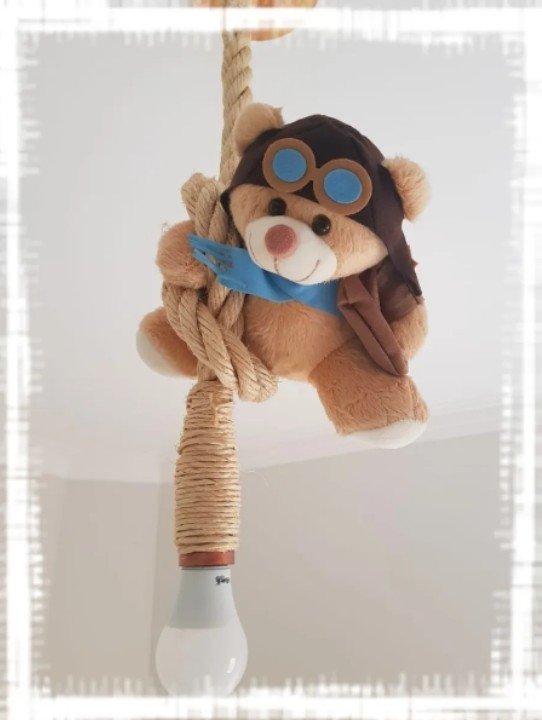 LUMINÁRIA DE TETO AVIAÇÃO URSINHO AVIADOR 1 LÂMPADA Quiosque Artigos