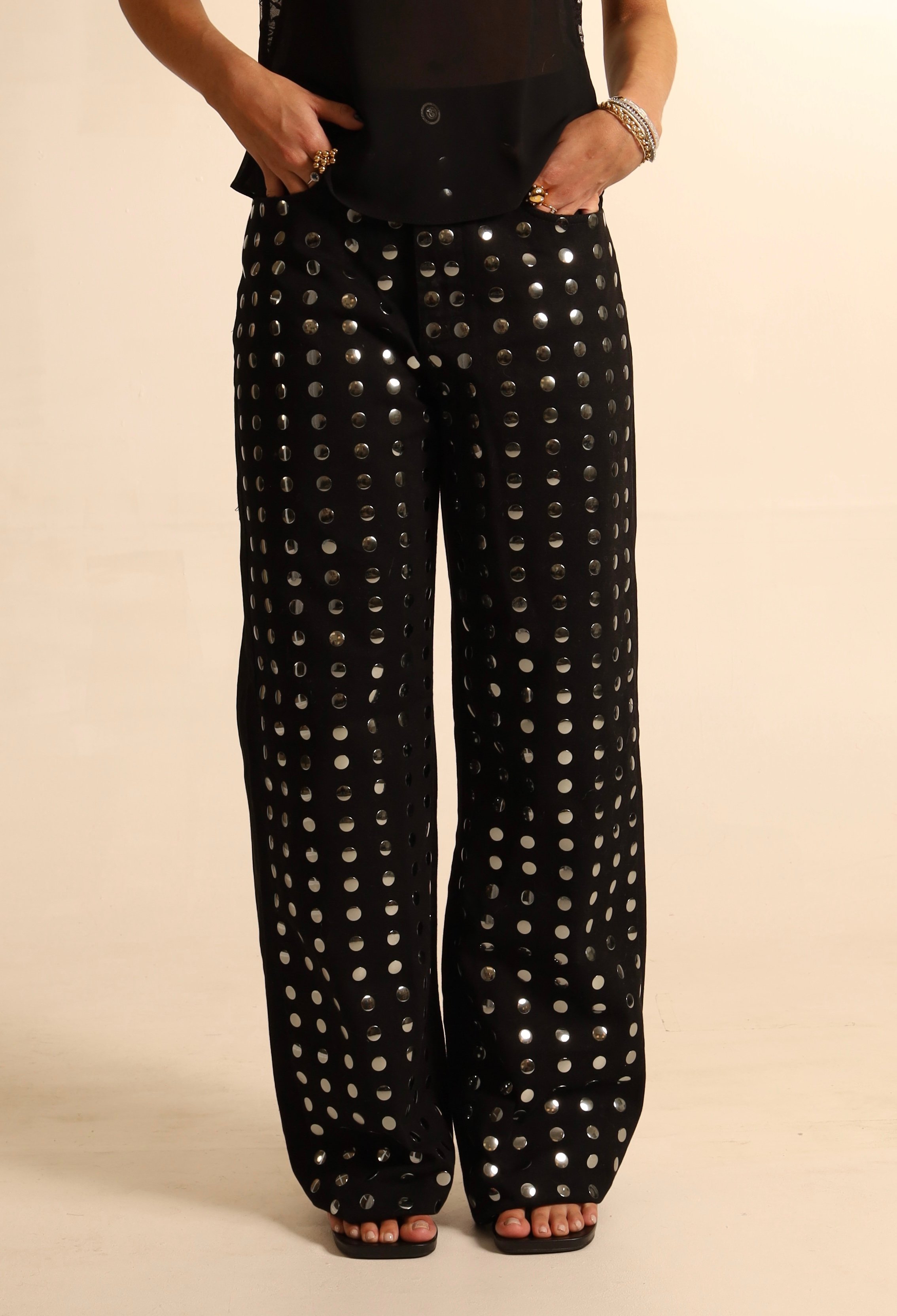 Wide Leg Jeans Black Tachas | DUDA GAZZI