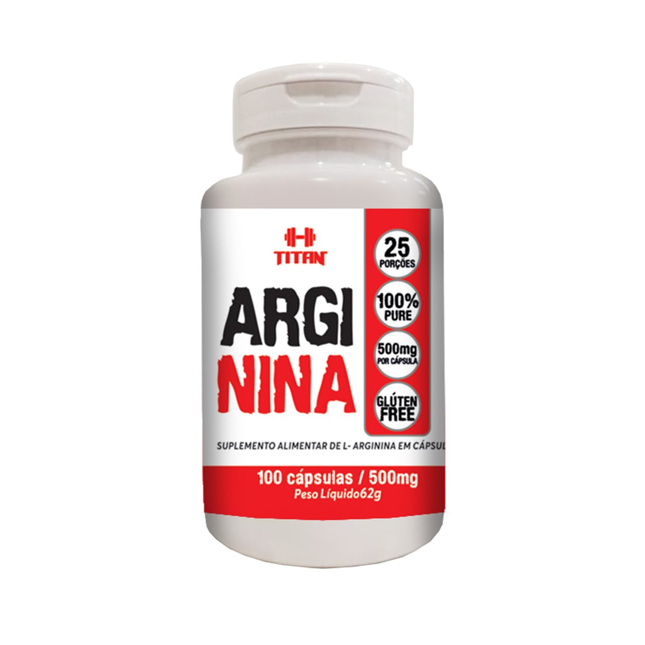 Arginina 500mg - 100 cápsulas | Titan Suplementos